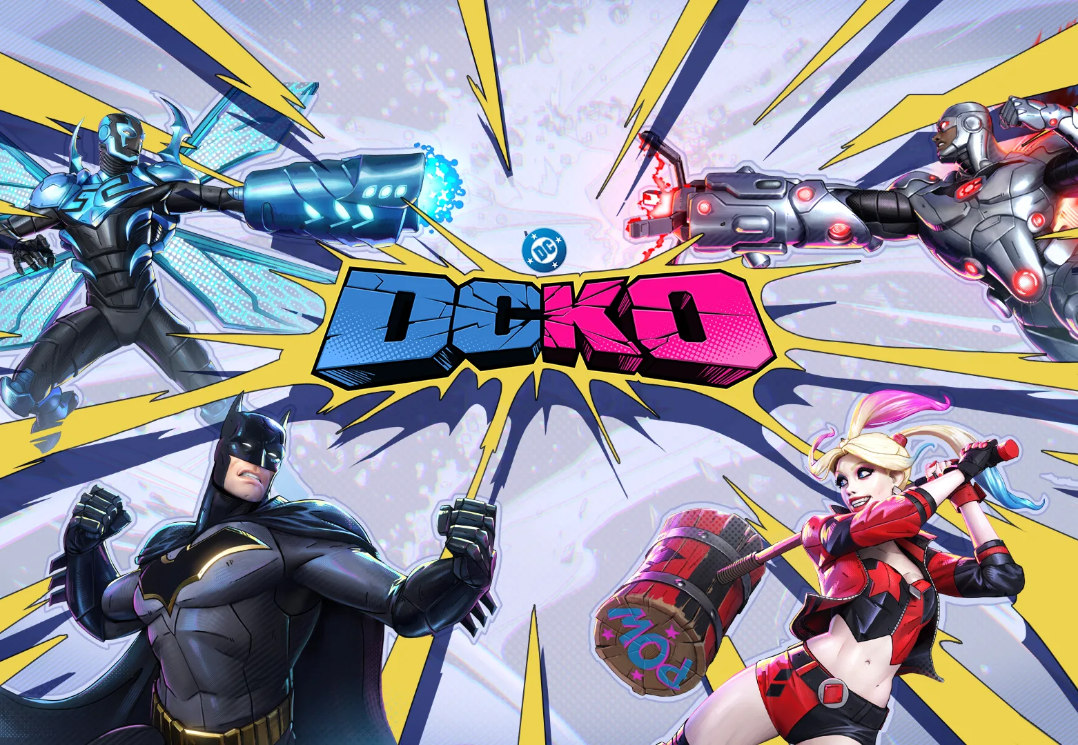 DCKO key art — DC Legends face off in a battle-torn city